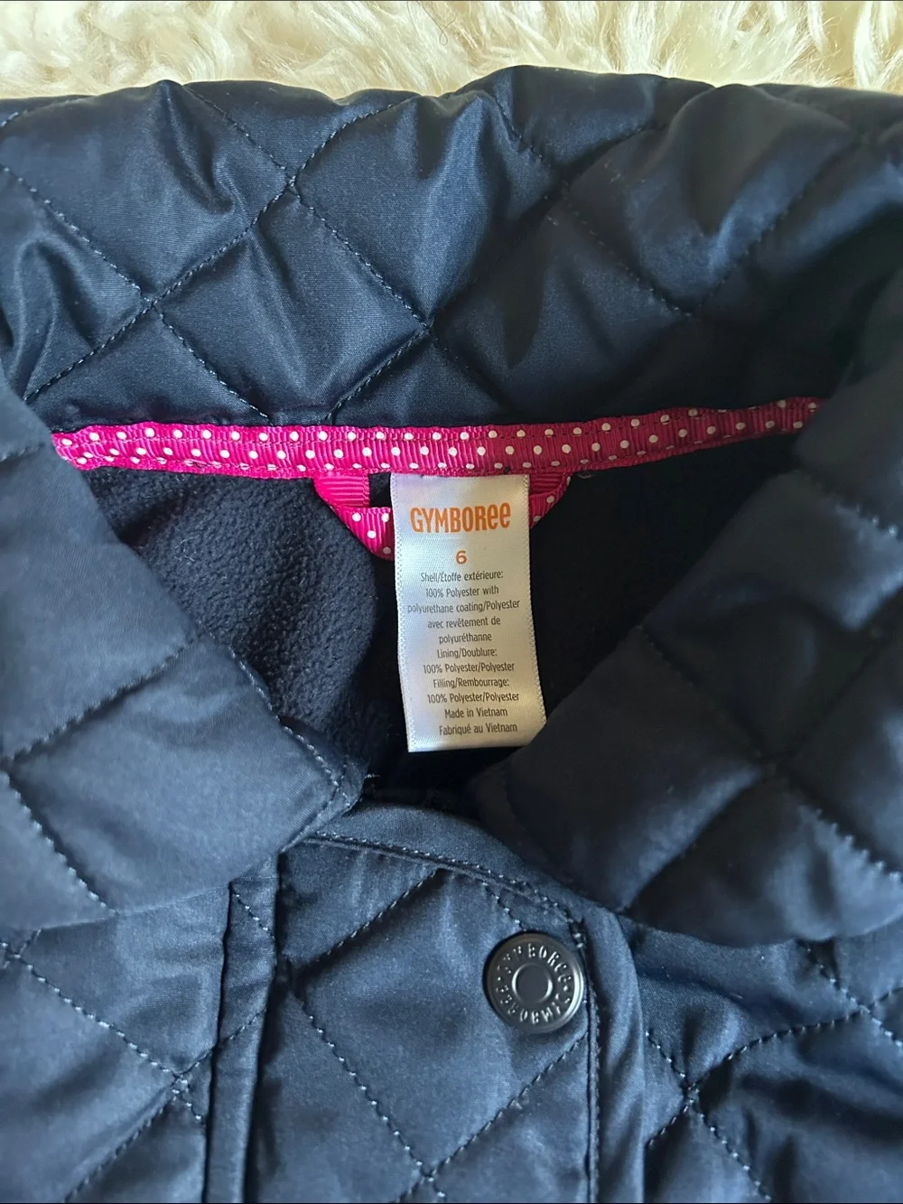 Gymboree Quilted Navy Puffer Jacket with Front Bows